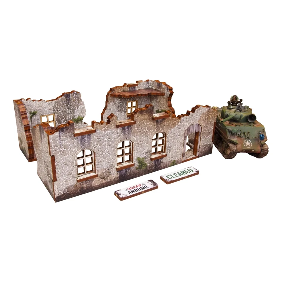 WW2 Ruins 2 Terrain - Pre Painted MDF - Warlord Games Bolt Action Miniatures