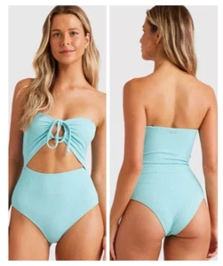 Traje de baño Billabong Sunrays Drew de una pieza grande azul marea alta sin tirantes nuevo con etiquetas - Imagen 1 de 5