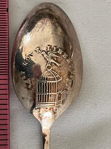 1964 Fancy Back Bird cage Sheffield English sterling silver demitasse spoon - Picture 1 of 3