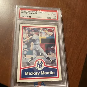 1991 Line Drive Mantle #17 Mickey Mantle Yankees PSA 10 Low Pop (3) HOF - Picture 1 of 2