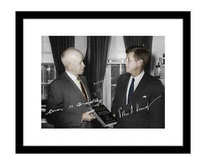 John F Kennedy 8x10 Signed Photo with Omar Bradley president general WWII WW2 - Picture 1 of 2