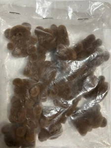 Vintage Set of 12 Tiny Brown Teddy Bears Flocked Plastic - Picture 1 of 3