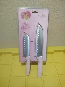 PARIS HILTON 2 PIECE CUTLERY SET PARIS HILTON KITCHEN KNIFE SET PINK SILVER NEW  - Picture 1 of 5