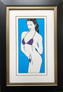 Patrick Nagel "Senza titolo #13 NUOVO PERSONALIZZATO INCORNICIATO Art Deco Stampa Figura Donna Bikini - Foto 1 di 3