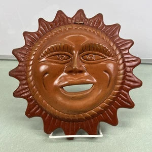 Appendiabiti da parete sorridente faccia di sole Messico arte popolare messicana ceramica terracotta vintage - Foto 1 di 6