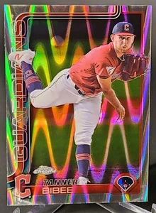 2025 Topps Chrome - Tanner Bibee RayWave Refractor Cleveland Guardians Baseball - Picture 1 of 2