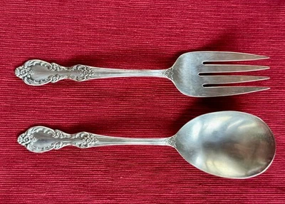 Tenedor cuchara para servir Reed & Barton corona inglesa plateado barroco ornamentado de colección Foto 1 de 4