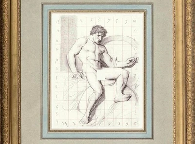 Dibujo François-Léon Benouville dibujo masculino académico francés desnudo gay troyano Foto 1 de 4