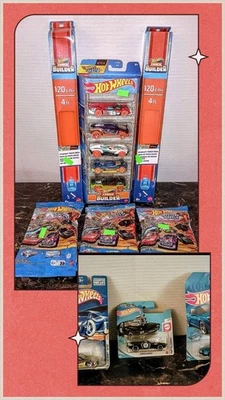 Hot wheels Track Builder Cars And Track Lot + 3 Mystery Cars,3 Misc Hot wheel - Image 1 of 3