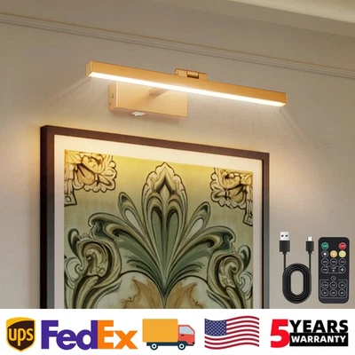 16" Picture Light Battery Operated Gold LED 3CCT Wall Sconce 5000mAh with Remote - Image 1 of 4