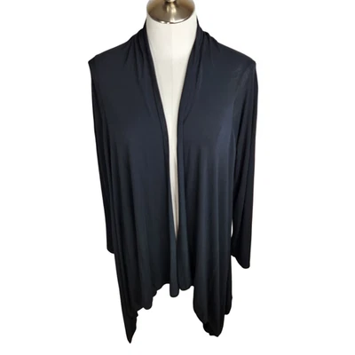 Dreamsacks Bamboo Dreams Women's Asymmetrical Open Front Cardigan Black One Size - Image 1 of 4