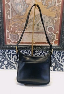 Vintage Coach Bag Purse 9966 USA Black Leather Crossbody Zip Non-smoking - Picture 1 of 21