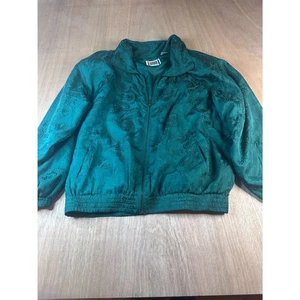 Vintage EVR by Rosso 100% Silk Paisley Bomber Jacket Green Size L 80s 90s - Picture 1 of 4