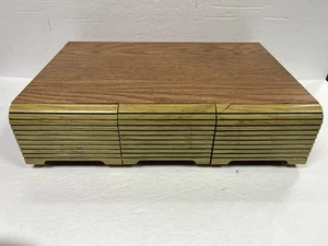 Vintage drei Schubladen 36 Audiokassetten Band Aufbewahrung Schrank/Koffer Retro - Bild 1 von 11
