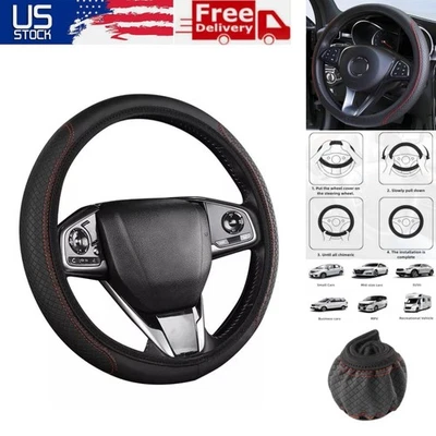 Cubierta universal del volante del coche antideslizante para camioneta SUV de 14" 1/2-15" sedán Foto 1 de 4