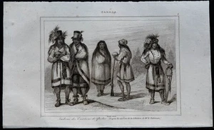 1849 - Indiens des environs de Québec - Gravure ancienne - Canada - Picture 1 of 5