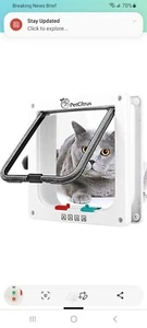 Pet Citrus Home 4-Way Cat Locking Flap Door - White - Picture 1 of 2