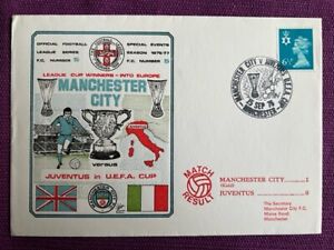 1976 FDC BUSTA annullo MANCHESTER CITY-JUVENTUS UEFA CUP 1976/77