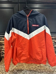 Members Only Herren Gr. XL orange blau Windbreaker Half Zip Jacke Kapuze - Bild 1 von 7