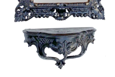 Wandkonsole Schwarz  Wandablage 30x16 Hängekonsole Wandregal Barock Antik - Bild 1 von 4