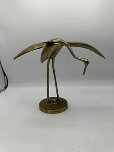 Vintage MCM MID CENTURY Bronze Crane Andrea by Sadek Bronze Crane. F - Picture 1 of 7