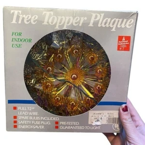 Vintage Golddraht Baumspitze glänzend hell Stern kitschig beleuchtet Weihnachten - Bild 1 von 4