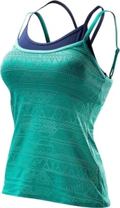 NWT $40 TYR SPORT Topaz Peak Mesh Paired Up Tank & BRA 2 IN 1 GREEN/NAVY SM 4/6 - Picture 1 of 1