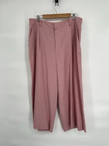 Ryegrass Womens Zephyr Pink Wide Leg Cropped Pants Sz 16 High Rise Linen Org $89 - Picture 1 of 12