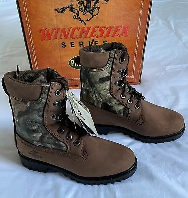 Winchester Pro Line Sharp Shooter Junior Boys Camo Waterproof Hunting Boots Sz 2 - Image 1 of 4