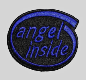 ENGEL INNEN BLAU AUF SCHWARZ 3" X 2,5 BESTICKT ROADGEAR BÜGELBILD BIKER PATCH - Bild 1 von 3