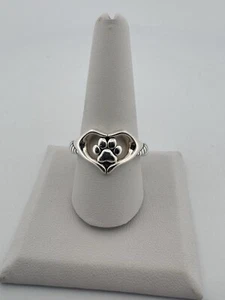JAI John Hardy Mens Womens Ring Paw Heart Band Sterling Silver Size 10 - Picture 1 of 8