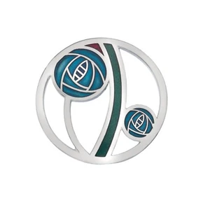 Mackintosh Turquoise Rose Brooch Cut Out Silver Plated Brand New Gift Packaging - Picture 1 of 2