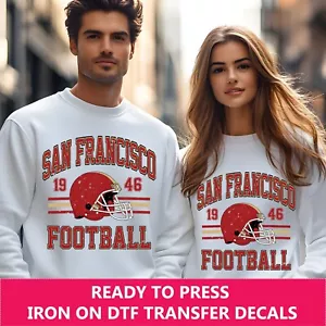 San Francisco 49ers Estilo Retro Hierro En Transferencia, Listo Para Presionar Transferencia DTF - Imagen 1 de 4