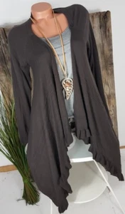 NEU ITLAY VOLANT STRICKJACKE WICKEL CARDIGAN LAGENLOOK BUTTERWEICH BRAUN 38-42 - Bild 1 von 8