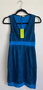 NWT! NEW! Authentic Luxury VERSACE JEANS Turquoise Lace Dress IT 38, US 2 (S) - Picture 1 of 7