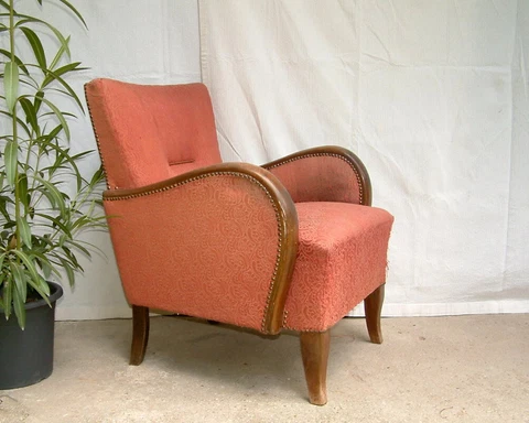 Art Deco Armchair, Club Cocktail Chair. Antique Vintage Halabala 1920 Cover