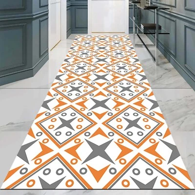 Corredor Gris Naranja, Alfombra de Cocina Moderna, Alfombrilla Abstracta, Alfombra Geométrica, Foto 1 de 4