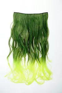 Extension Haarverlängerung Clip-In 5 Clip lockig zweifarbig Ombre Grün 50cm lang - Bild 1 von 3