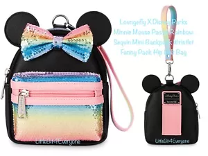 Loungefly Disney Parks Minnie Maus Pastell Regenbogen Pailletten Mini Rucksack Armband - Bild 1 von 4