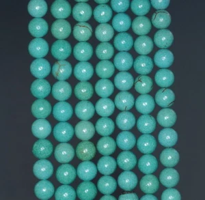 6MM TURQUOISE HOWLITE GEMSTONE ROUND LOOSE BEADS 15.5" - Picture 1 of 4