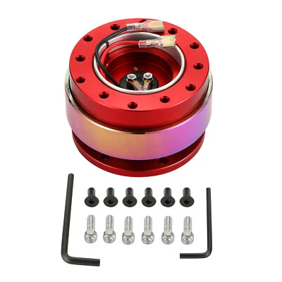 Neo Red Car Steering Wheel Quick Release 6-Holes HUB Adapter Snap Off Boss Kit - Image 1 of 4