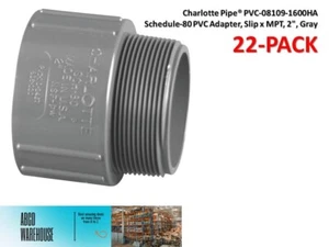 Charlotte Pipe PVC081091600HA Schedule-80 PVC Adapter, Slip x MPT, 2", Gray 22PK - Picture 1 of 1