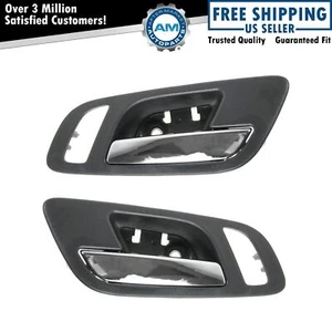 Door Handle Inside Interior Front Left Right Black Ebony & Chrome for Chevy GMC - Picture 1 of 10