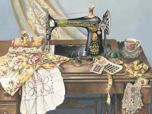 51946 - HEARTLAND Puzzle SEWING WITH MAMA 500 pc. ARTIST SANDY LYNAM CLOUGH - Picture 1 of 1