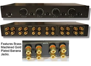 4ZONE 2AMP Speaker Selector Switch Switcher w Volume Control & Gold Plated Jacks - Picture 1 of 1