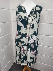 David Lawrence Pure Silk Green Floral Print Shift Dress Knee Length. Size 16.PAC - Picture 1 of 9