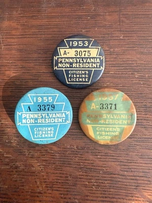 Licencia de pesca de no residentes de Pensilvania 1953 1955 1957 Foto 1 de 2