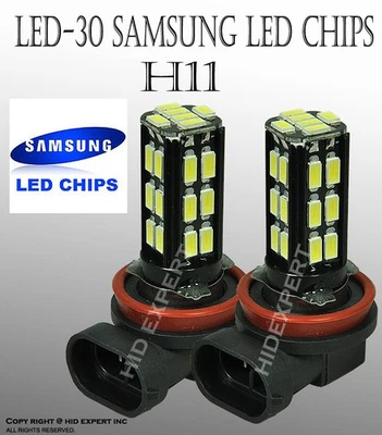 H11 Samsung LED 30 SMD Super White 6000K Fog Light Replace Halogen Bulbs X646 - Image 1 of 4