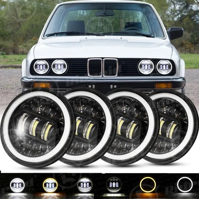 4PCS 5-3/4" 5.75" LED Headlights Combo Turn Lights For BMW 325i 528i 535i E30 Foto 1 de 4