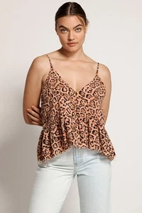 OneTeaspoon WOMENS CORAL LEOPARD RUNAWAY BAY CAMI TOP - CORAL ANIMAL - Picture 1 of 5